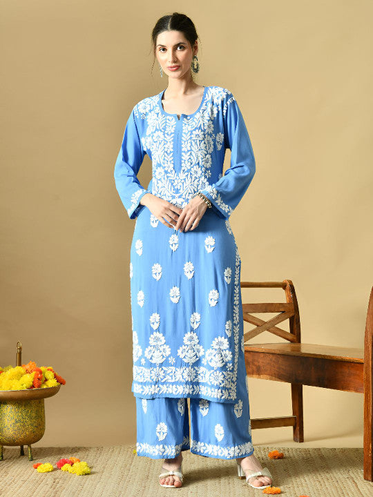 Daniya Modal Chikankari Kurti Set - The Lucknowi Chikan 