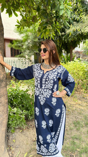 Mausam Modal Chikankari Straight Kurti