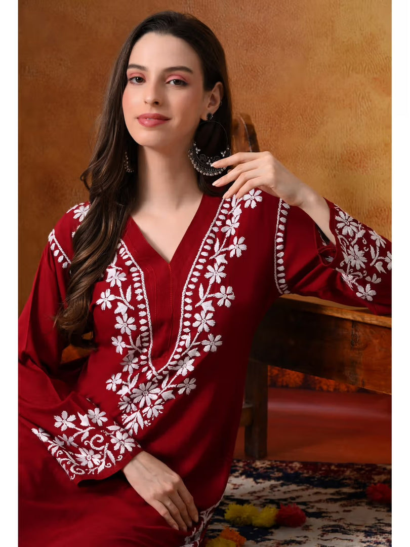Sadiya Duel Thread Rayon Chikankari Kurti
