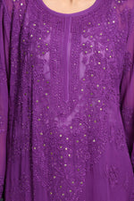 Load image into Gallery viewer, Surmai Premium Chikankari Viscose Mukaish Kurti Set
