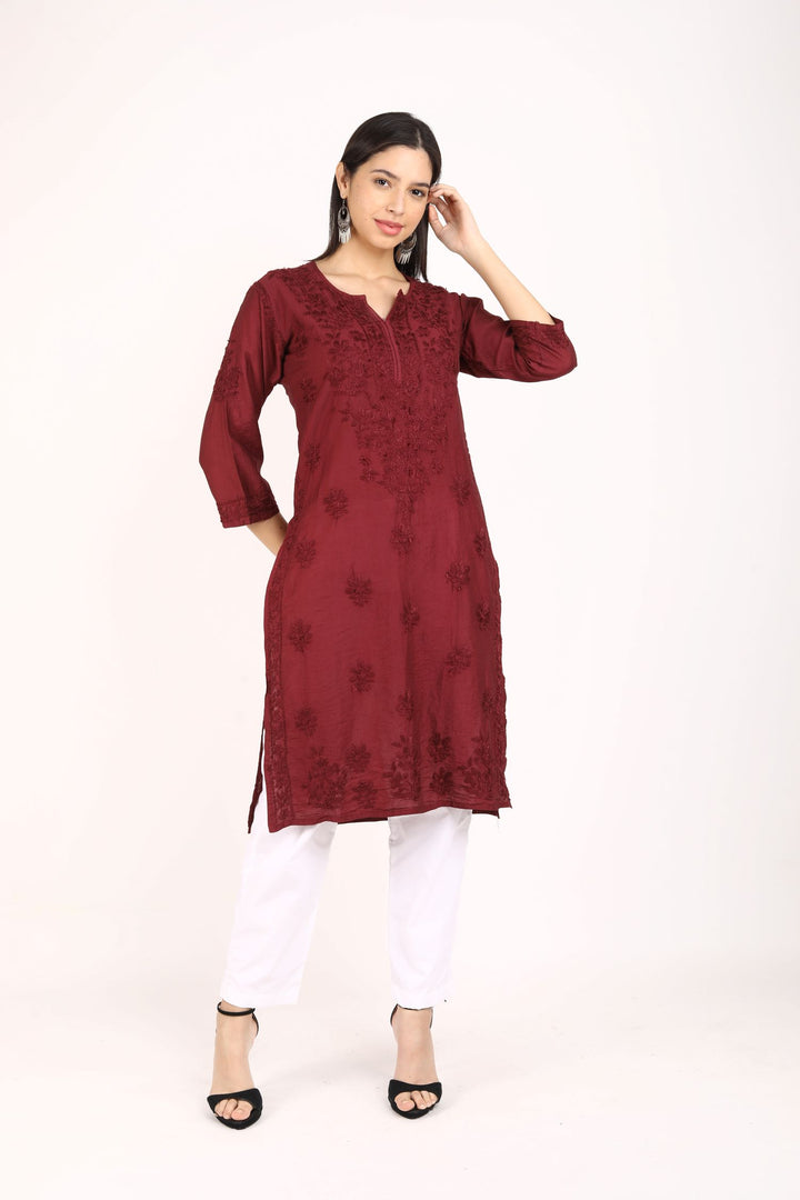 Kyra Chanderi Cotton Chikankari Kurti