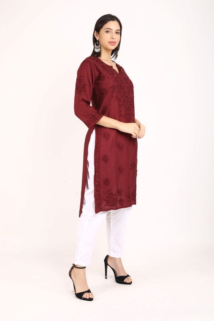 Kyra Chanderi Cotton Chikankari Kurti