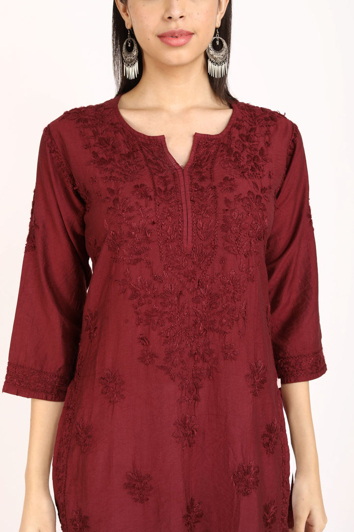 Kyra Chanderi Cotton Chikankari Kurti
