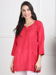 Nalli Dobby Chikankari Short Kurti