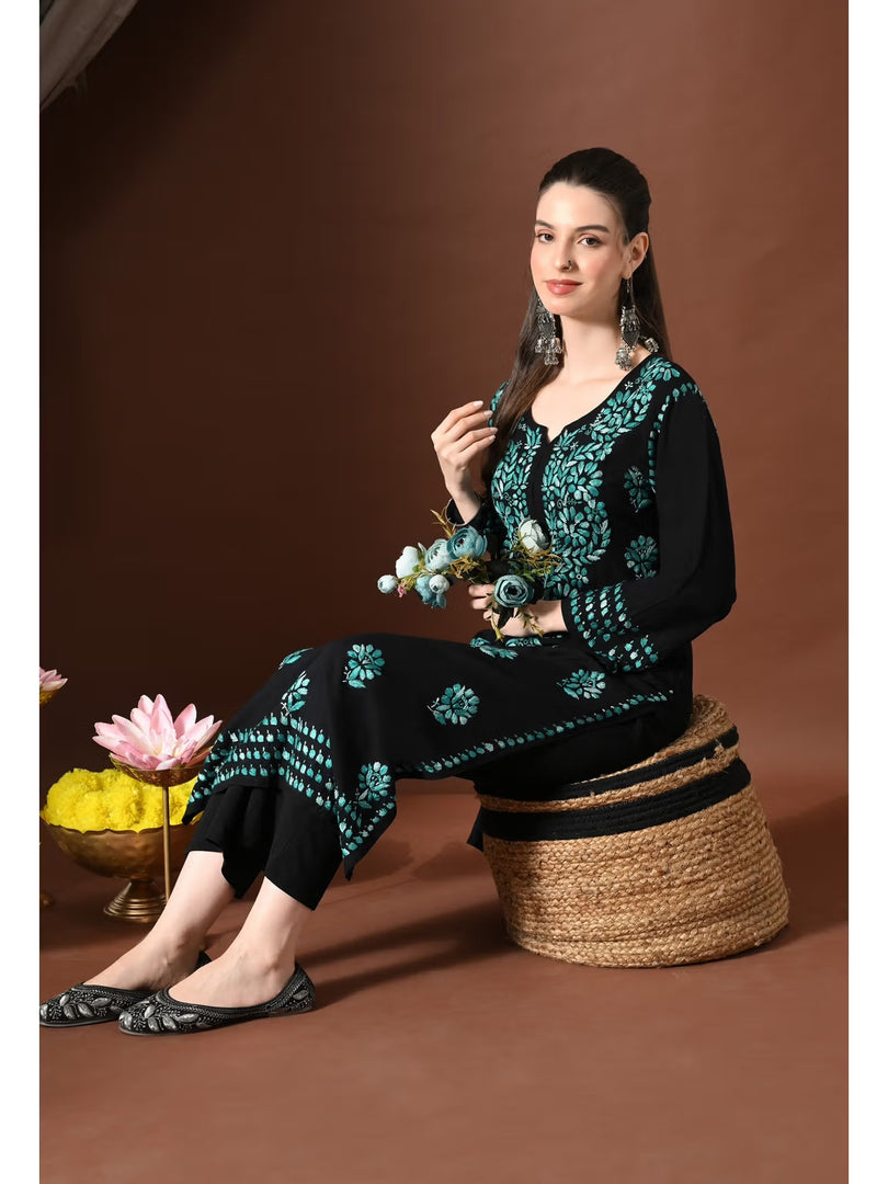 Mahira Rayon Duel Thread Chikankari Kurti