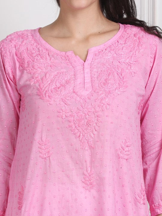 Nalli Dobby Chikankari Short Kurti