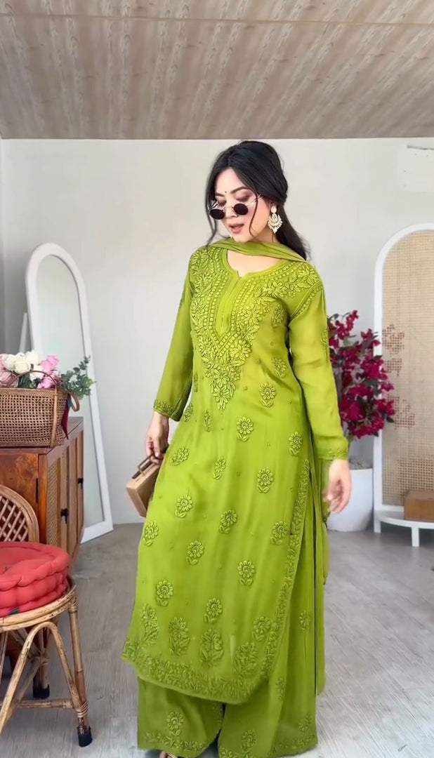 Gulnaaz Viscose Premium Chikankari Kurti Set