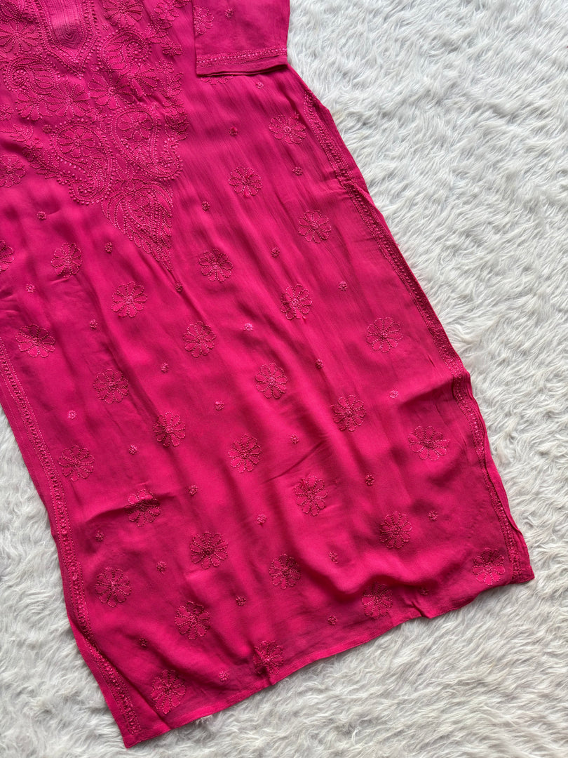 Mrunal Viscose Chikankari Kurti - The Lucknowi Chikan 