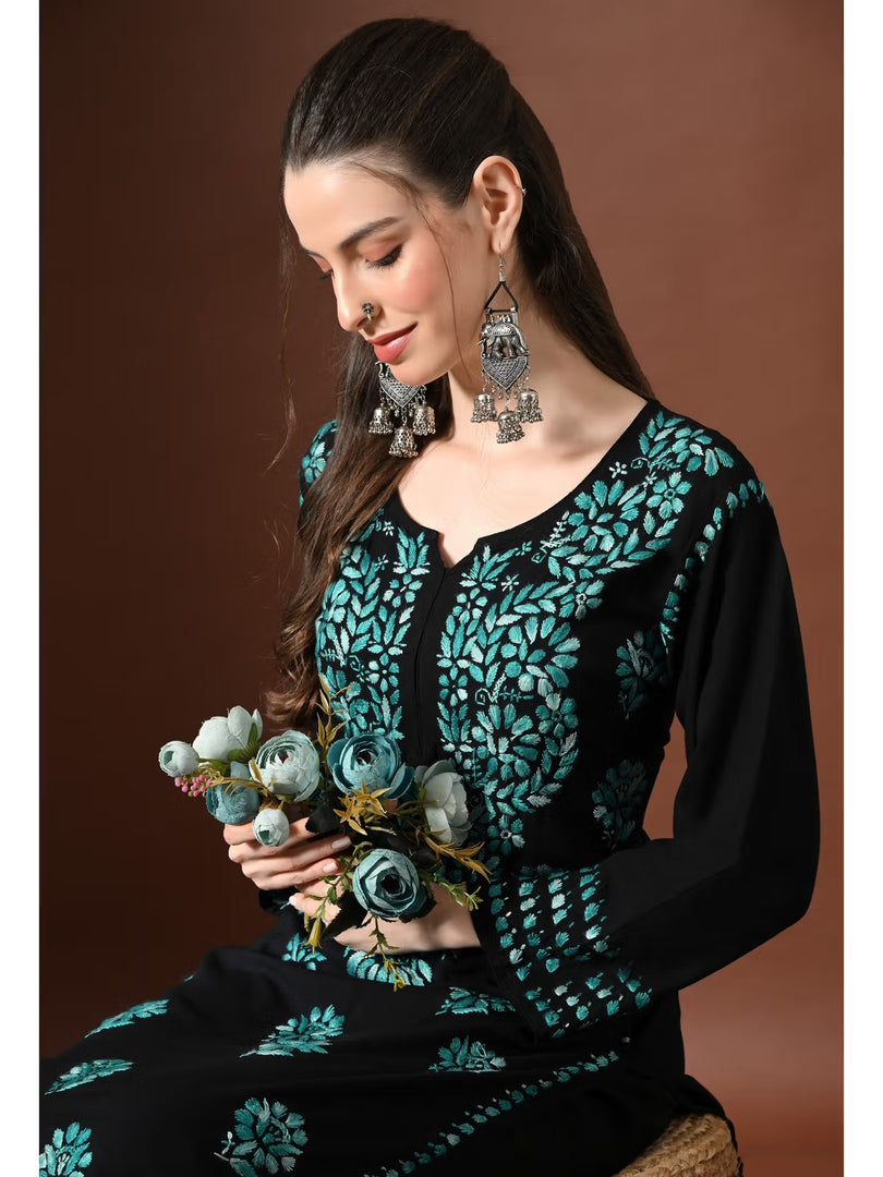 Mahira Rayon Duel Thread Chikankari Kurti