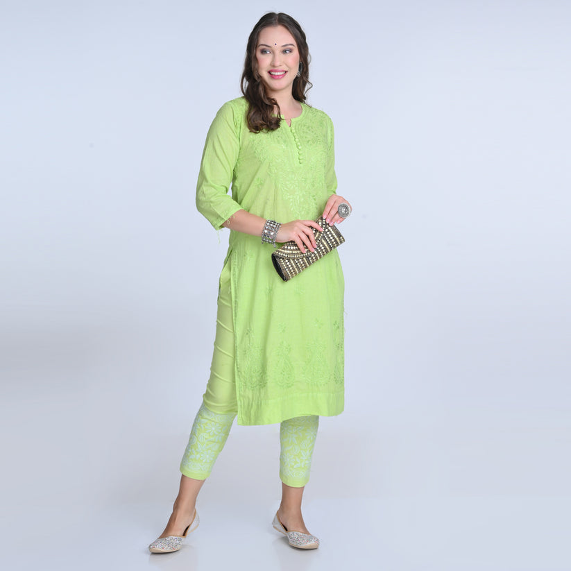 Isha Chrochet Dobby Chikankari Kurti Set