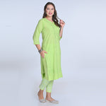 Load image into Gallery viewer, Isha Chrochet Dobby Chikankari Kurti Set
