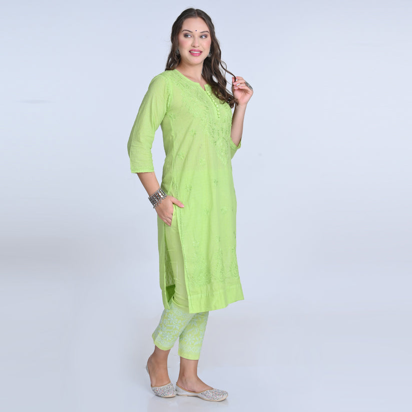 Isha Chrochet Dobby Chikankari Kurti Set