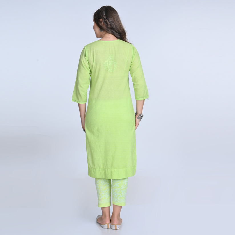 Isha Chrochet Dobby Chikankari Kurti Set