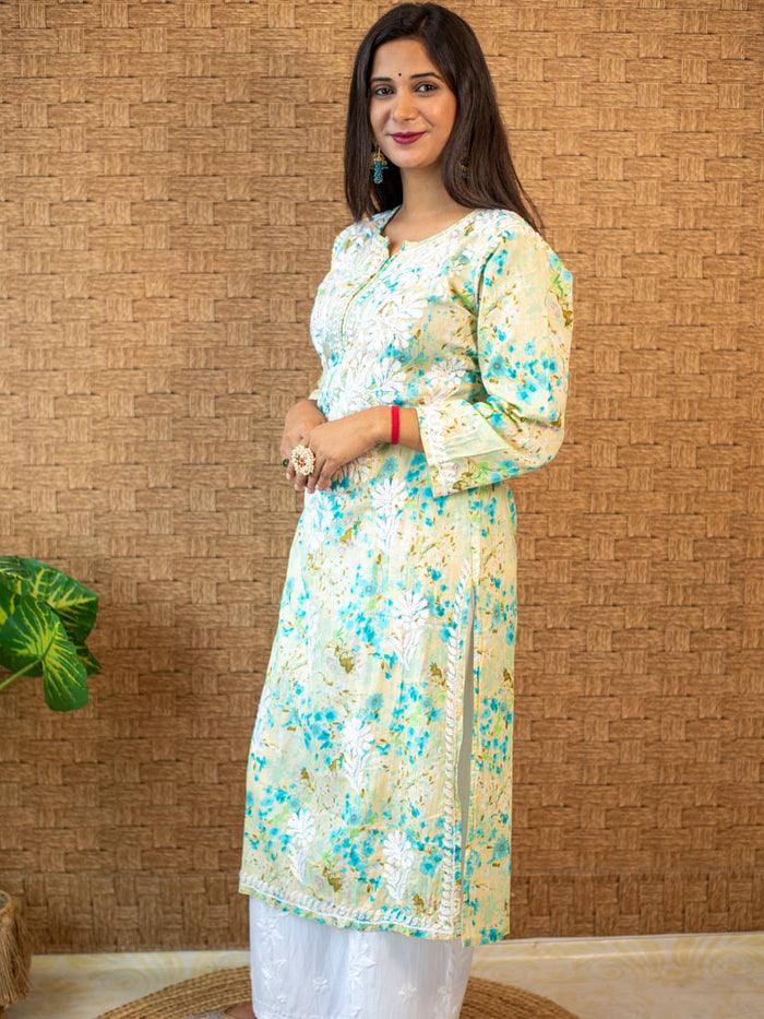 Sonu Kakkar Styled Mulmul Chikankari Kurta