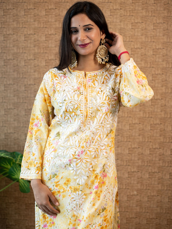 Sonu Kakkar Styled Mulmul Chikankari Kurta