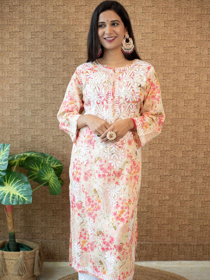 Sonu Kakkar Styled Mulmul Chikankari Kurta