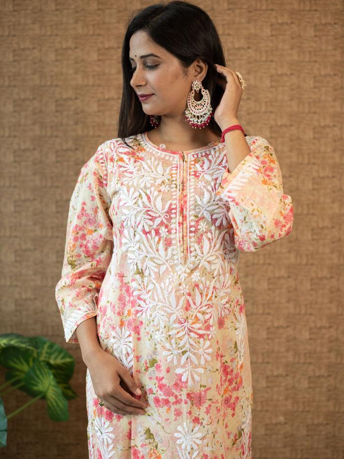 Sonu Kakkar Styled Mulmul Chikankari Kurta