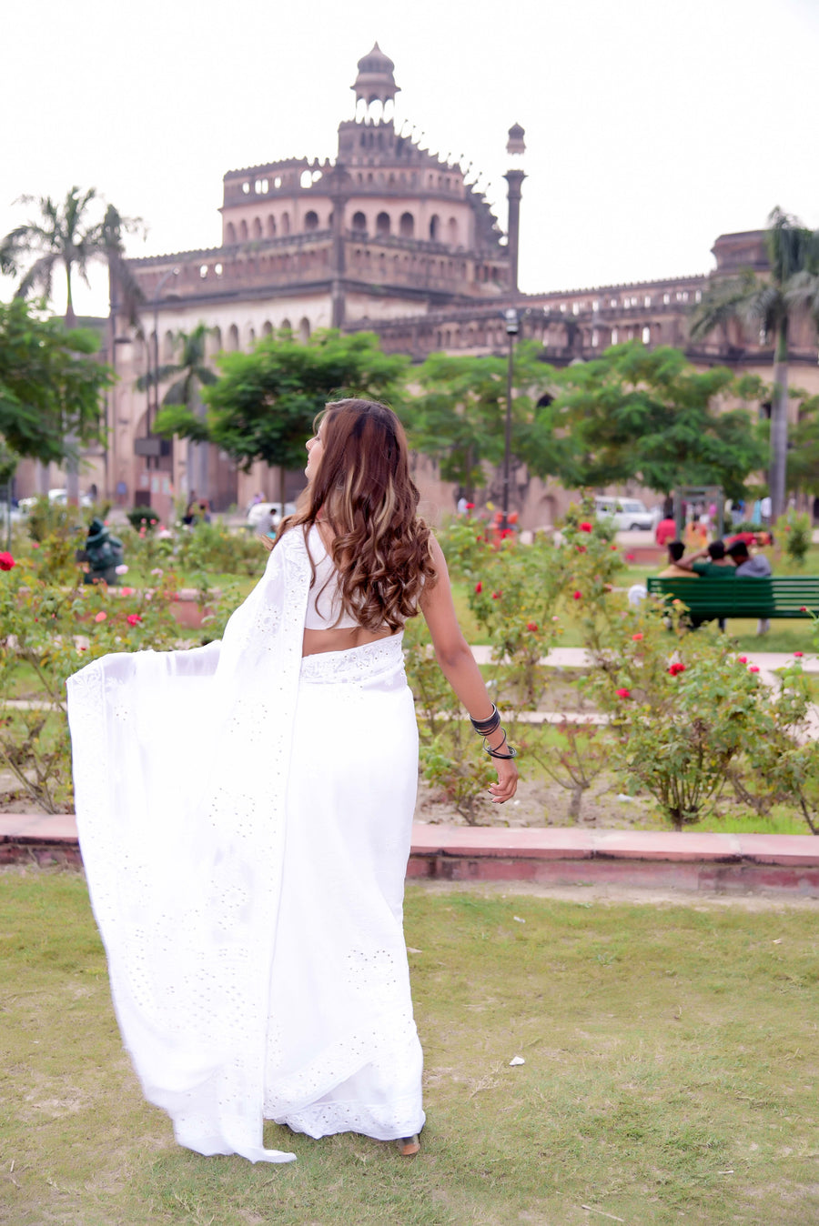 Nazm Viscose Mukaish Chikankari Saree