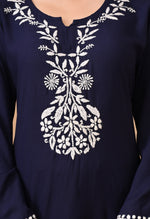 Load image into Gallery viewer, Daftar Rayon Chikankari Solid Women's 2 PC Long Kurta Set