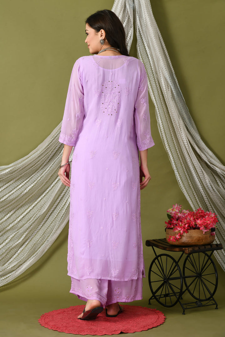 Surmai Premium Chikankari Viscose Mukaish Kurti Set