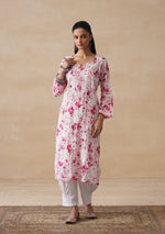 Load image into Gallery viewer, Aadat Mulmul Straight Chikankari Kurti