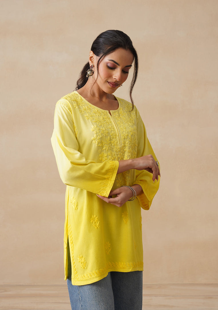 Amina Rayon Short Chikankari Kurti