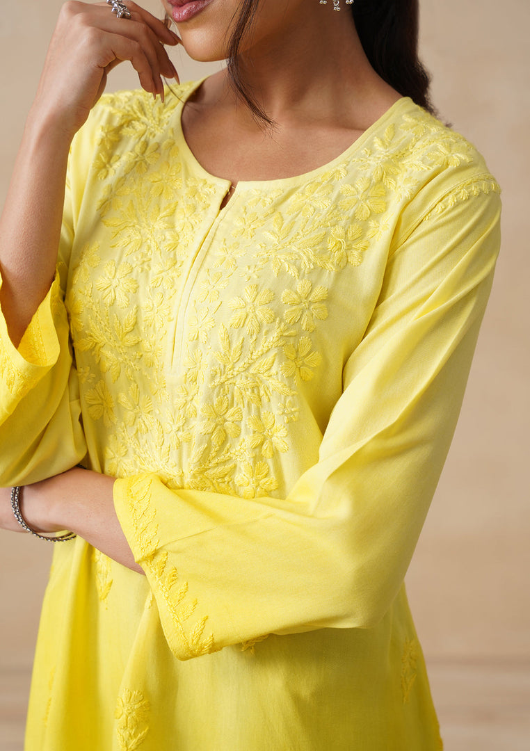 Amina Rayon Short Chikankari Kurti