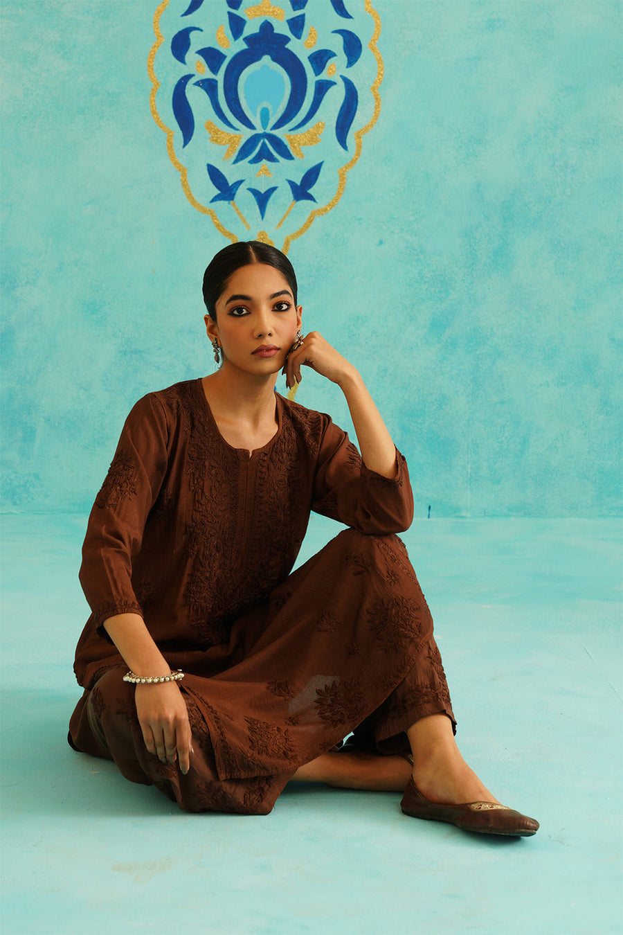 Malhar Rayon Chikankari Kurti Set