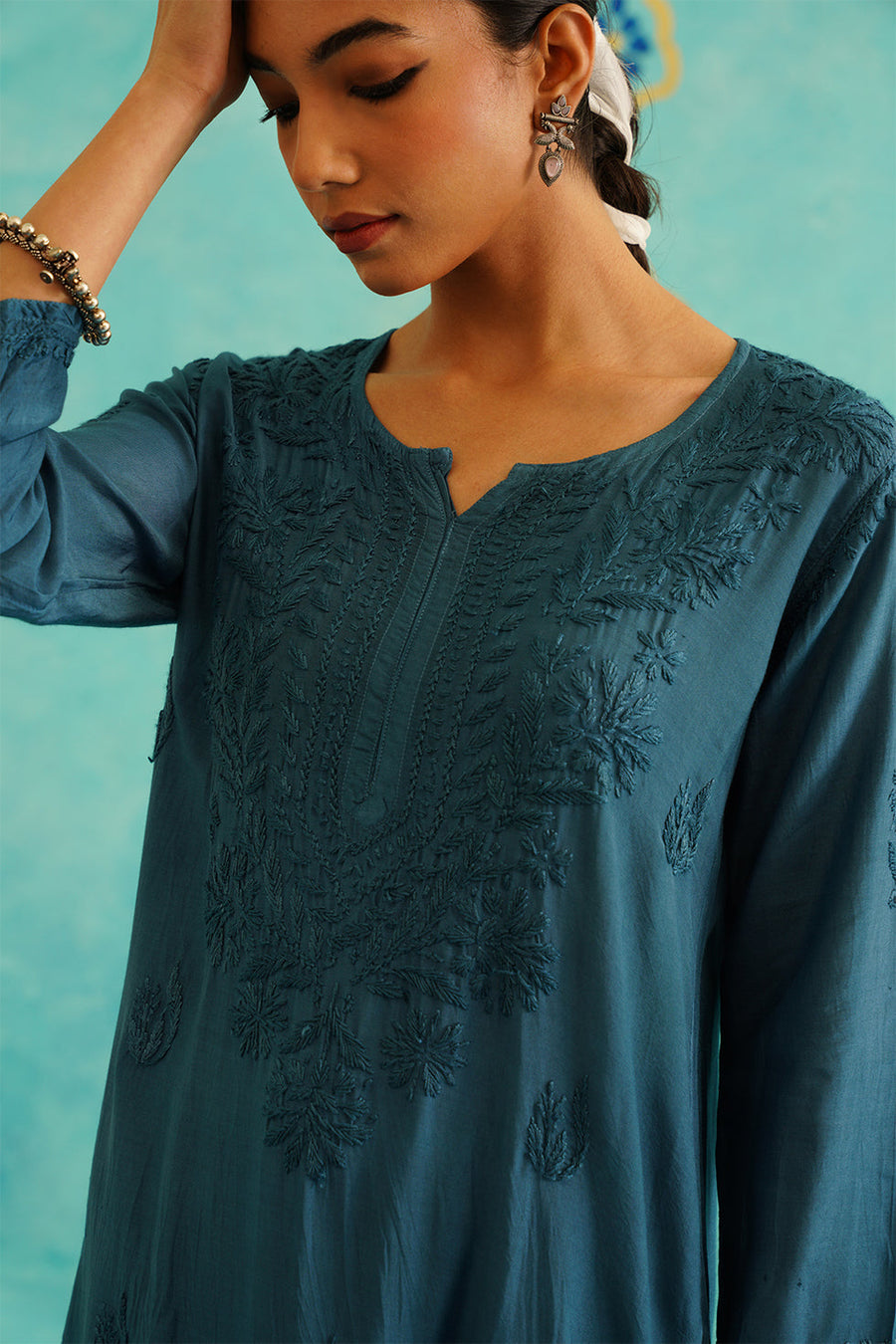 Malhar Rayon Chikankari Kurti Set