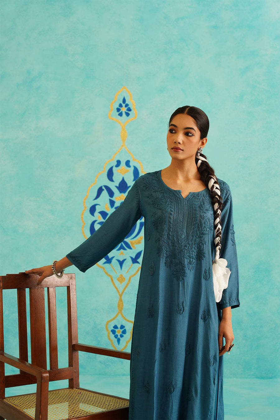 Malhar Rayon Chikankari Kurti Set