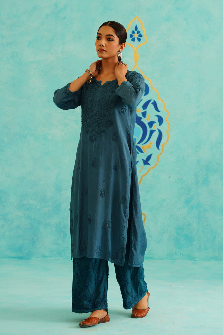 Malhar Rayon Chikankari Kurti Set