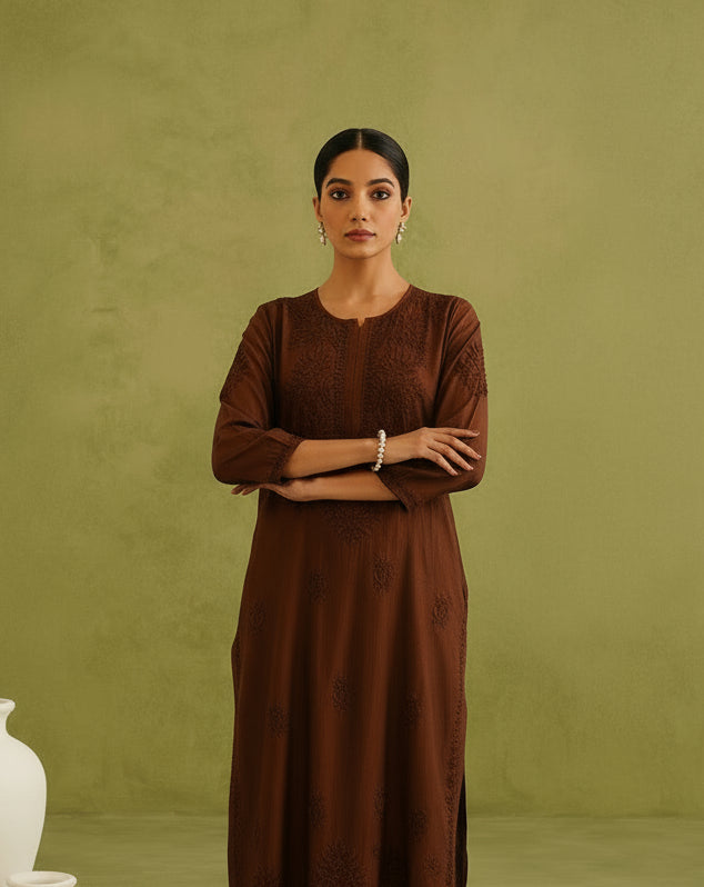 Malhar Rayon Chikankari Kurti Set