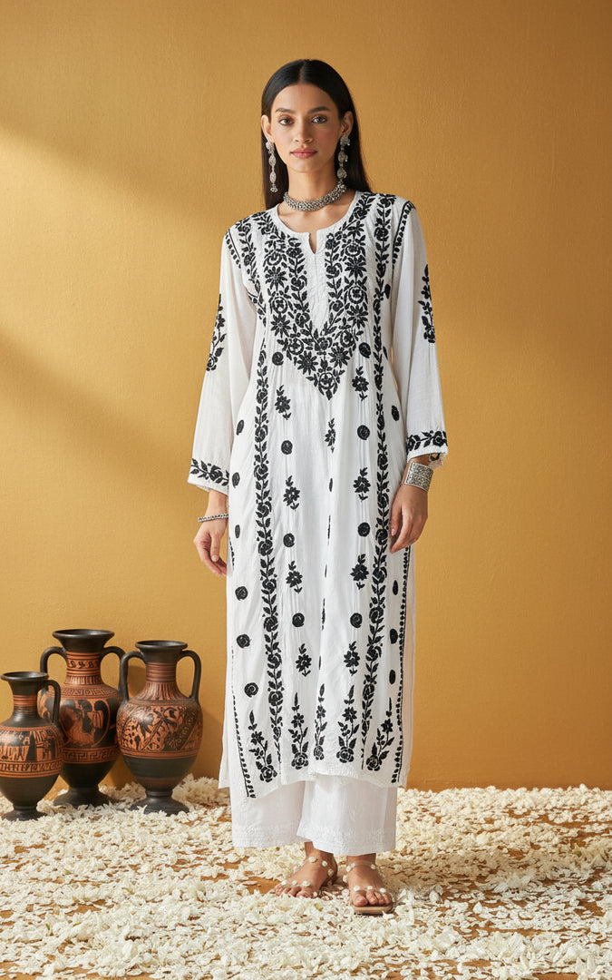 Pratha 3D Chikankari Muslin Kurta