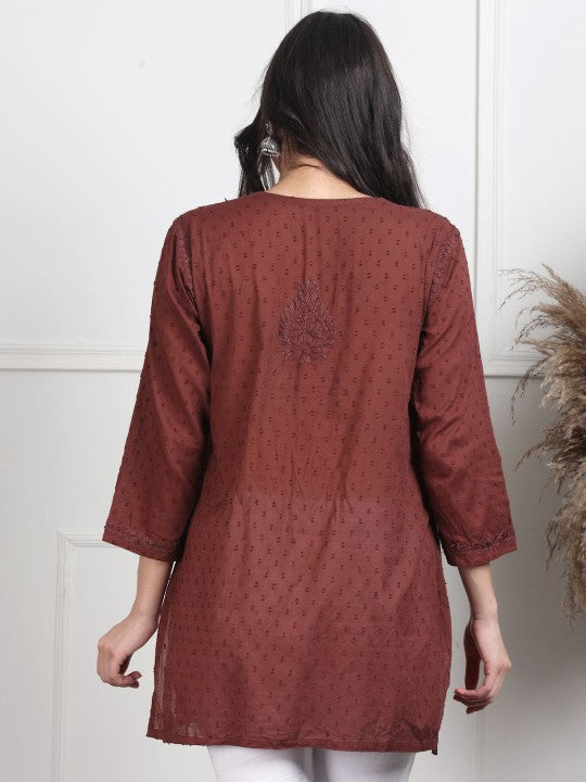 Nalli Dobby Chikankari Short Kurti