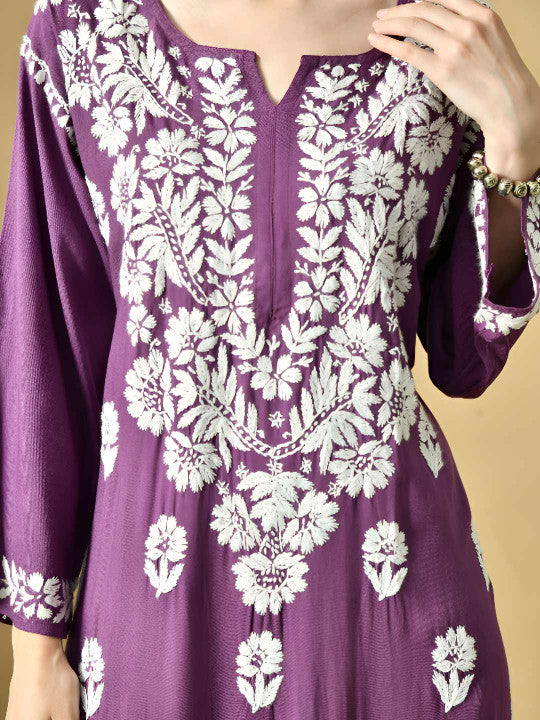 Daniya Modal Chikankari Kurti Set - The Lucknowi Chikan 