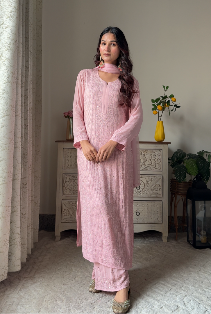 Nagma Premium Chikankari Mukaish Viscose Set