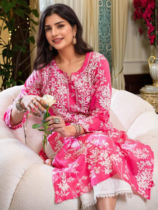 Zainab Chikankari Mulmul Straight Kurti