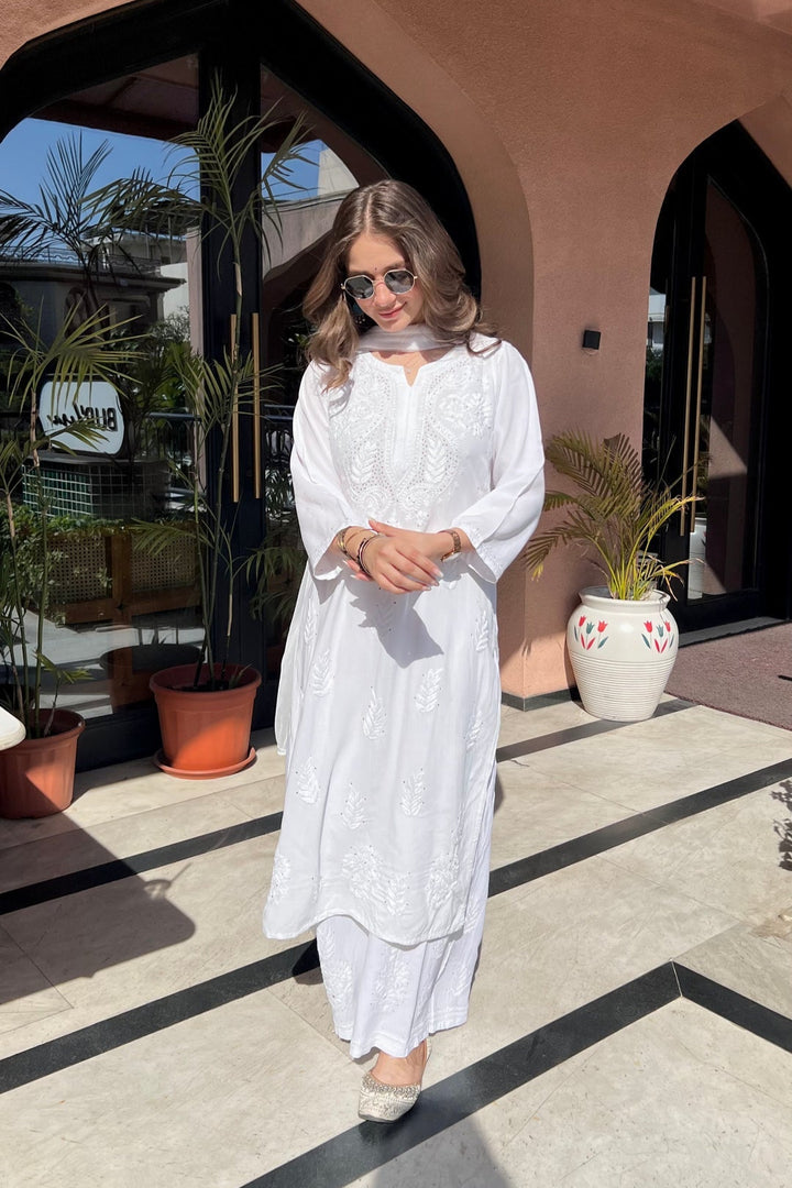 Kalira Rayon Mukaish Chikankari Kurti Set