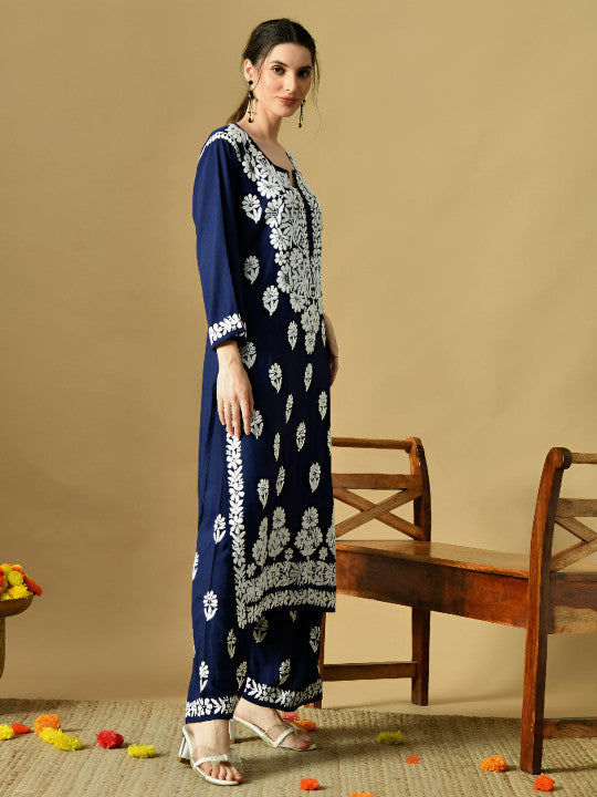 Daniya Modal Chikankari Kurti Set - The Lucknowi Chikan 