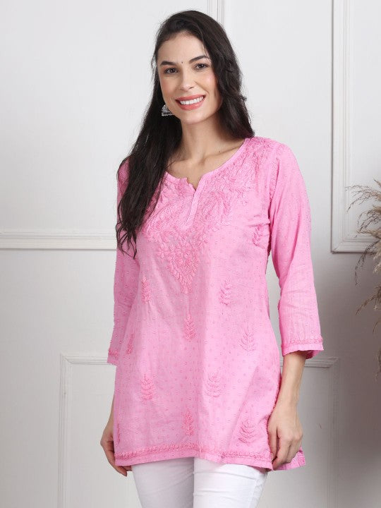 Nalli Dobby Chikankari Short Kurti