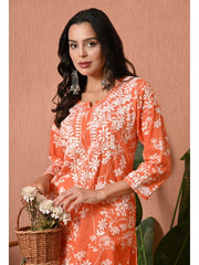 Aadat Mulmul Straight Chikankari Kurti