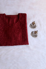 Load image into Gallery viewer, Kyra Chanderi Cotton Chikankari Kurti
