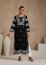 Load image into Gallery viewer, Malhar Rayon Long Chikankari Kurta
