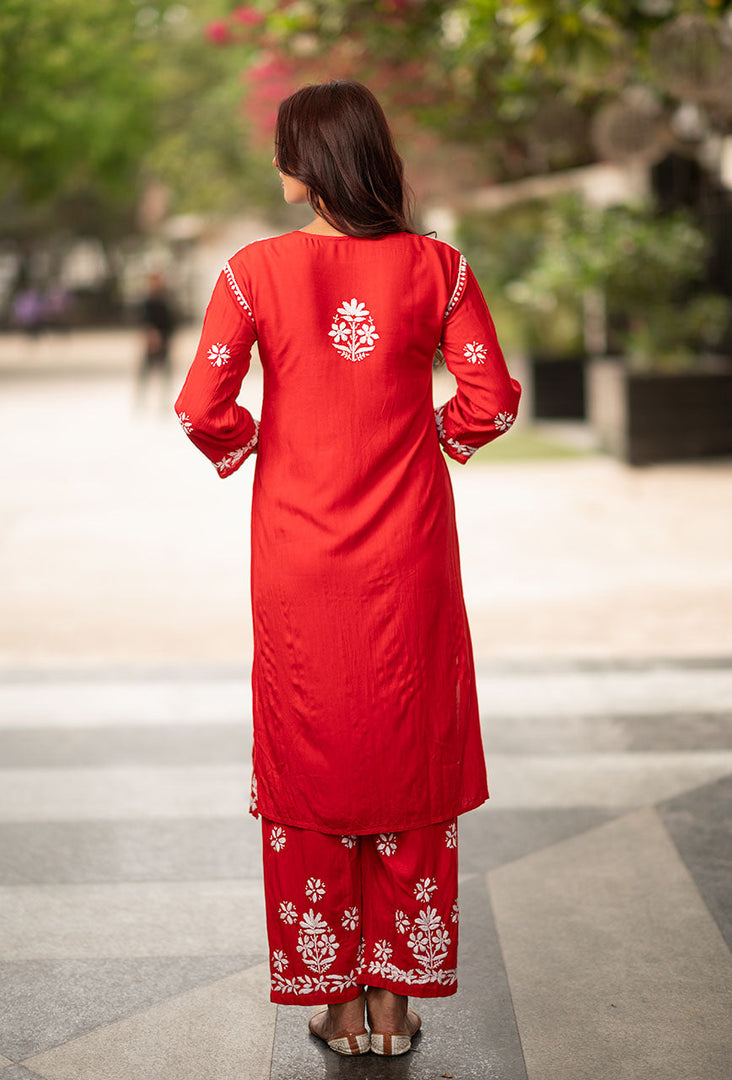 Daniya Modal Chikankari Kurti Set - The Lucknowi Chikan 