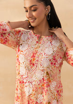 Load image into Gallery viewer, Ruhaab Mulmul Chikankari Kurti Pallazo Set