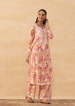 Load image into Gallery viewer, Ruhaab Mulmul Chikankari Kurti Pallazo Set