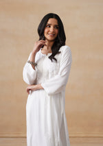 Load image into Gallery viewer, Kora White Chikankari long kurta