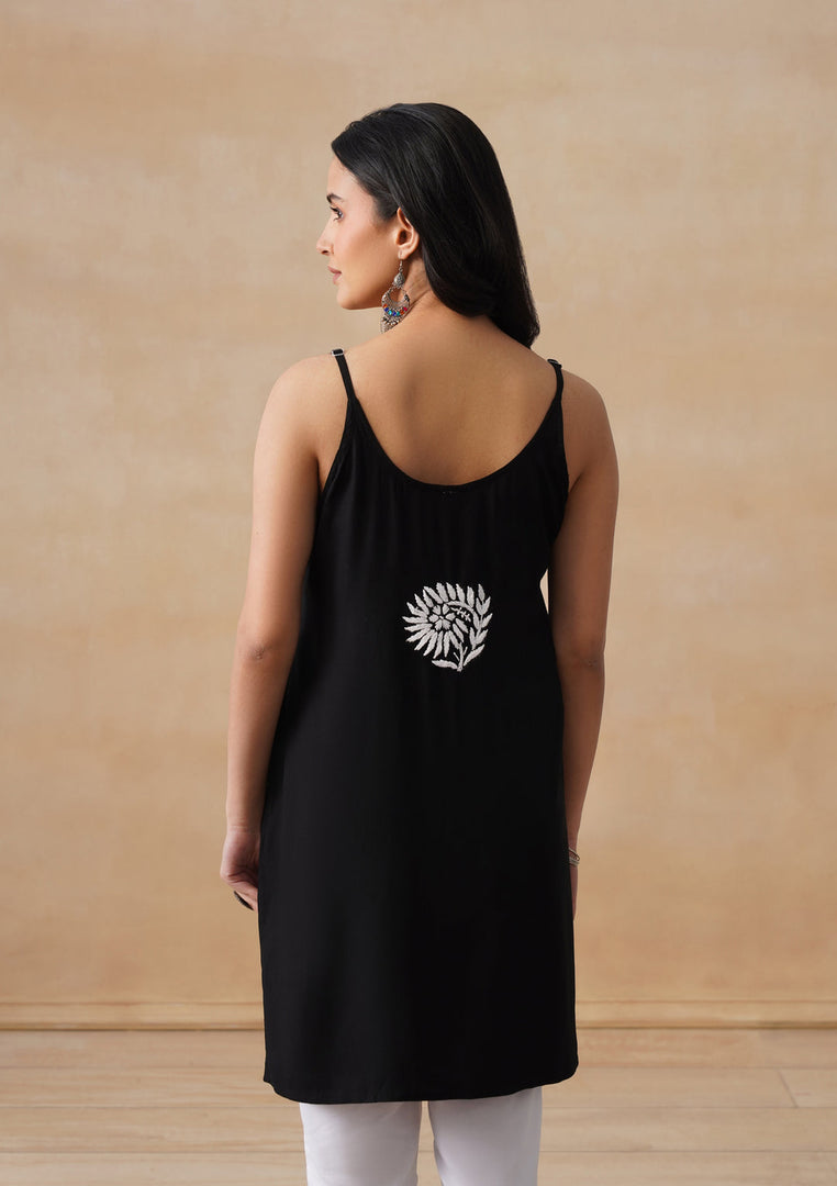 Boho Strappy Sleeveless Chikankari Kurti - The Lucknowi Chikan 