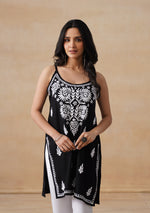 Load image into Gallery viewer, Boho Strappy Sleeveless Chikankari Kurti - The Lucknowi Chikan 