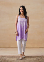 Load image into Gallery viewer, Mahiya Strappy Chikankari Kurti Lavender
